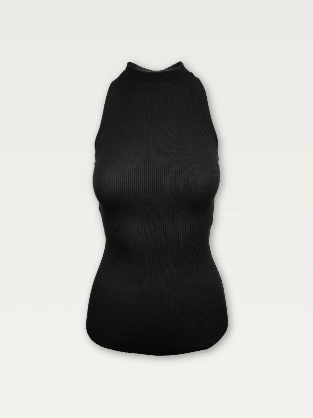 Ribbed Shirttail Tank in Black