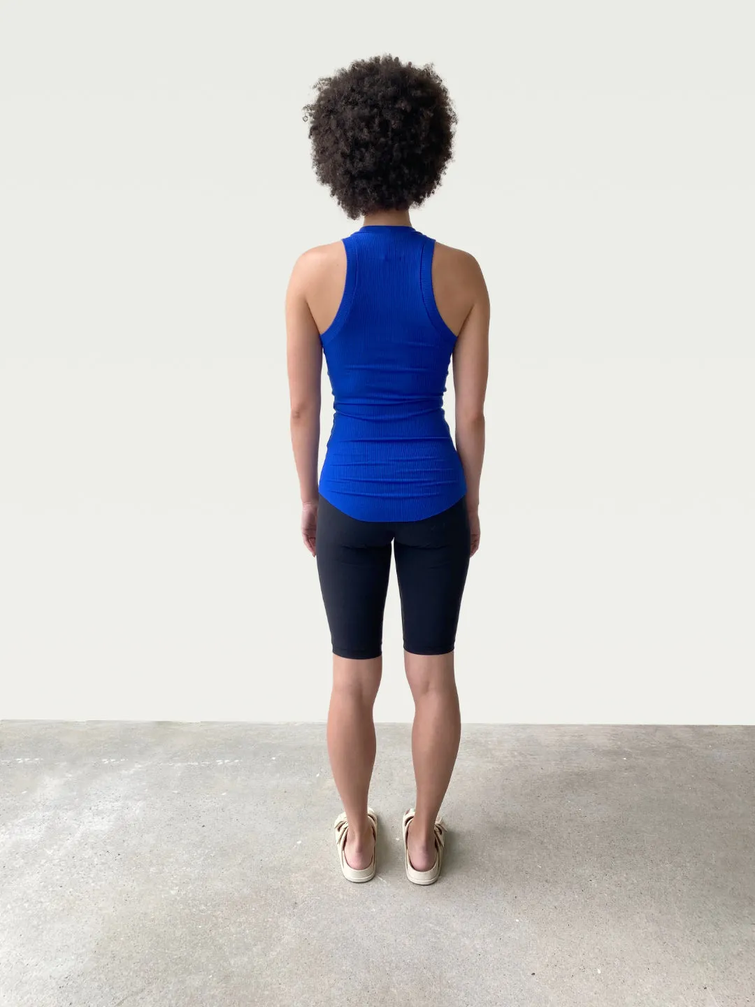 Ribbed Shirttail Tank in Electric Blue