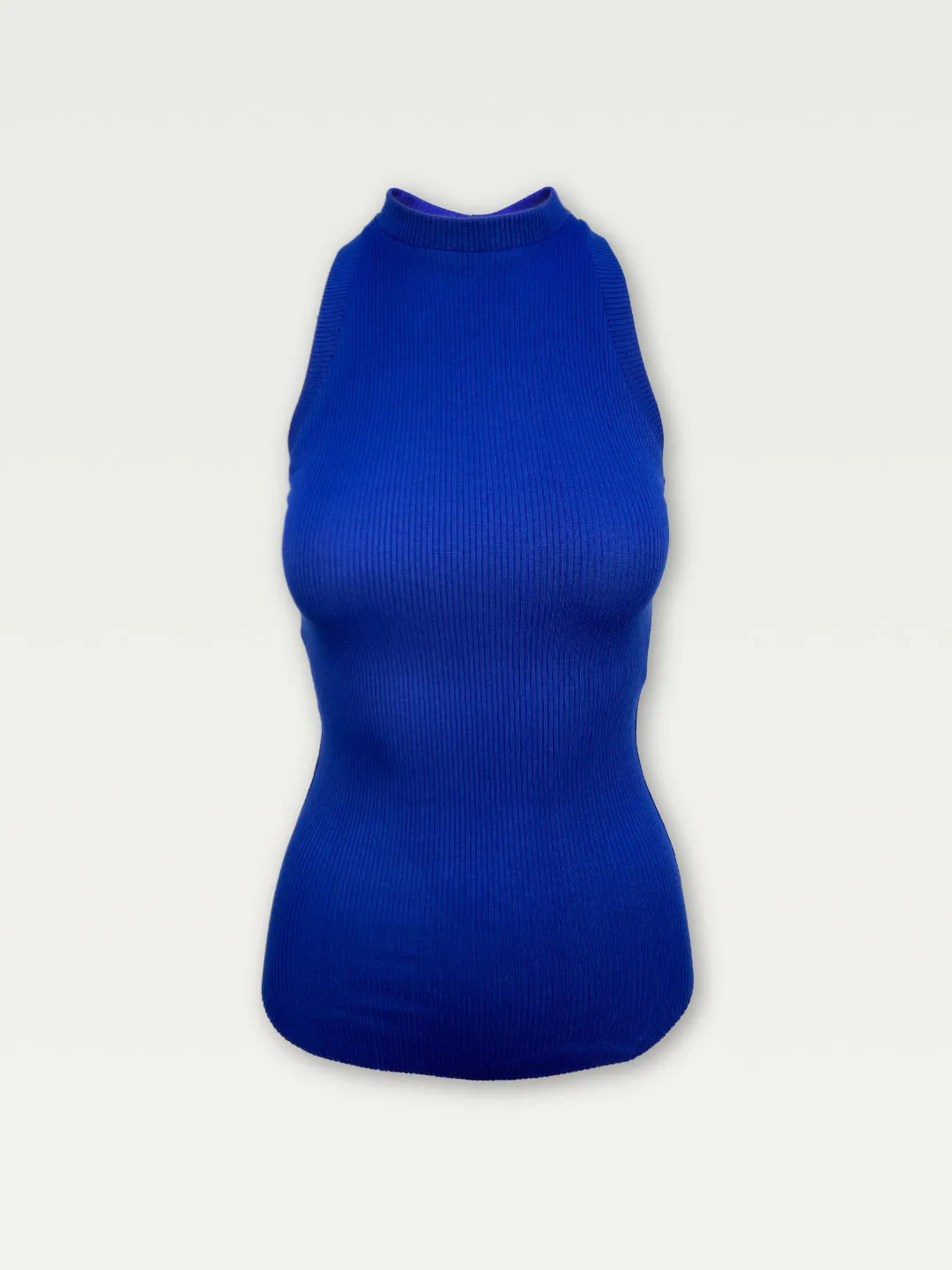 Ribbed Shirttail Tank in Electric Blue