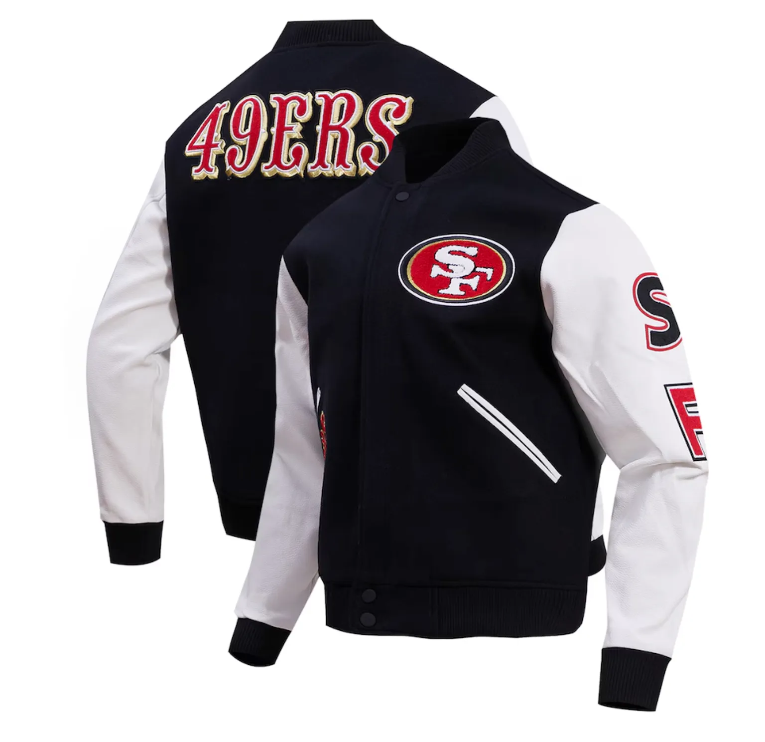 San Fransisco 49ers Black and White Varsity Jacket