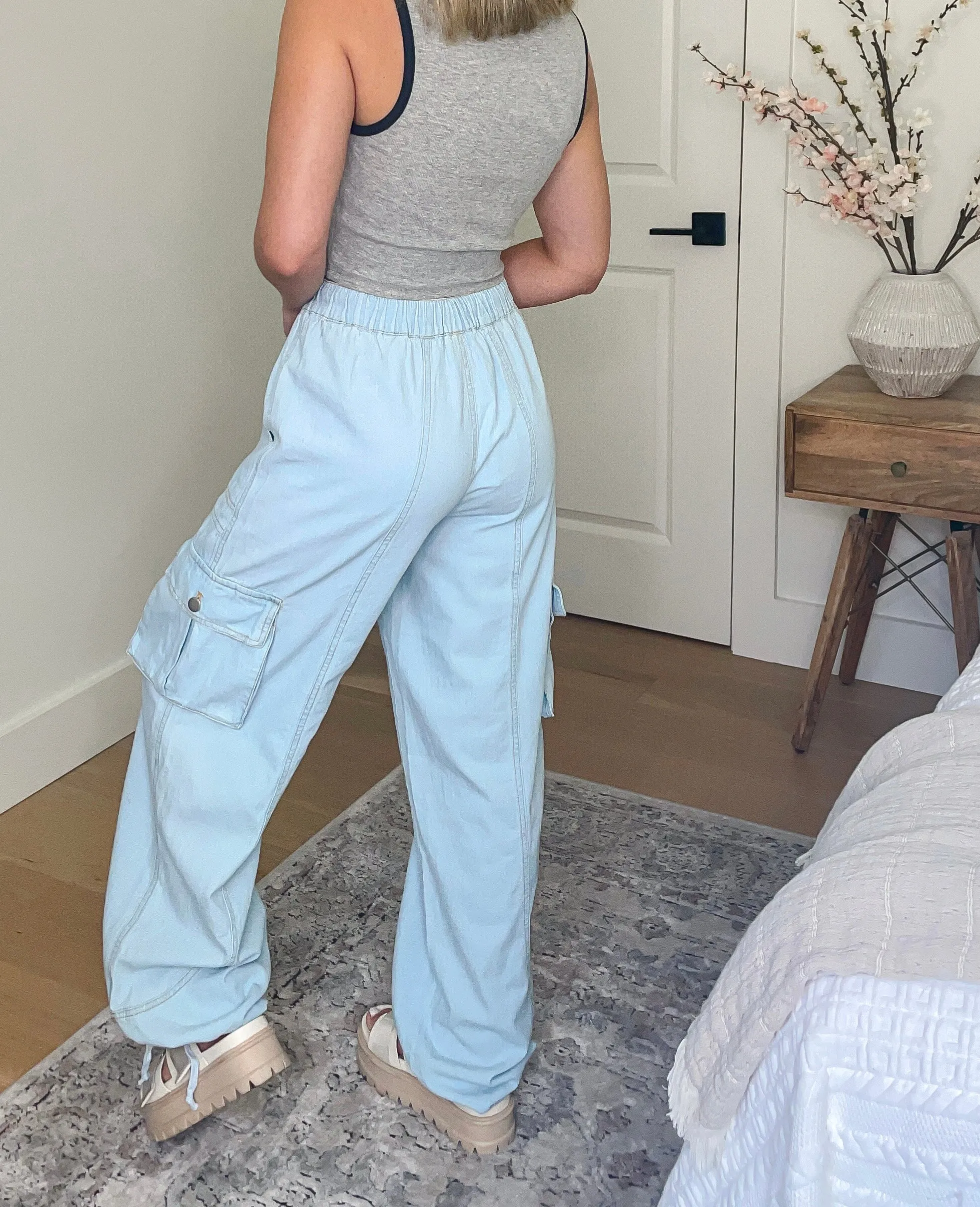 Willow Wide Leg Denim Cargo Pants